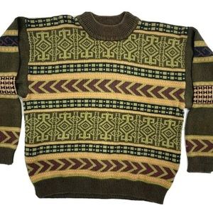 Vtg Mexx Coogi Style Mens Sz M Multicolor Knit Pullover Sweater 100% Cotton